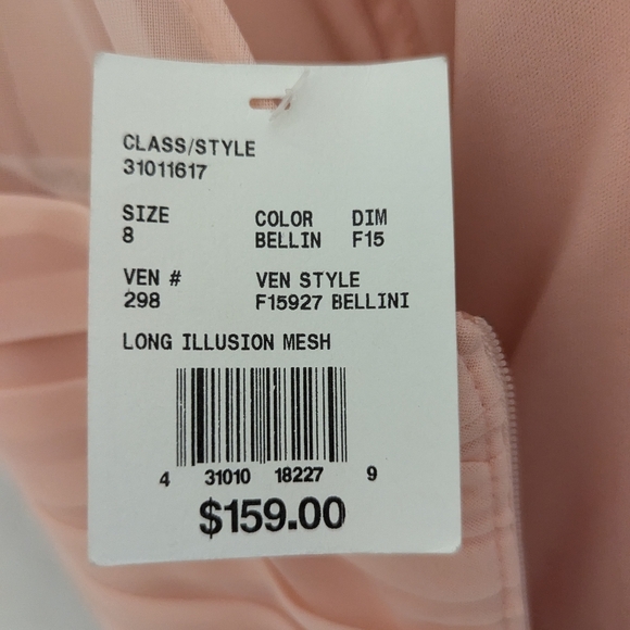 David's Bridal NEW long illusion mesh gown sz 8 pink peachy color - Picture 8 of 13